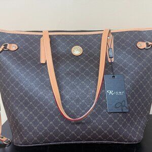 RIONI Signature Zipper Tote (Medium) Bag Brown - ST-20333M